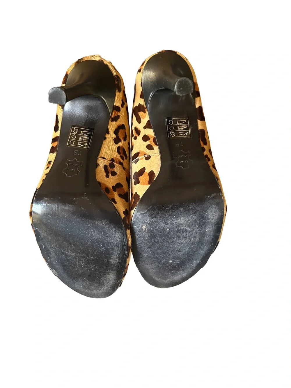 Charles by Charles David Leopard Animal Print Calf Hair Peep Toe Stiletto Heels